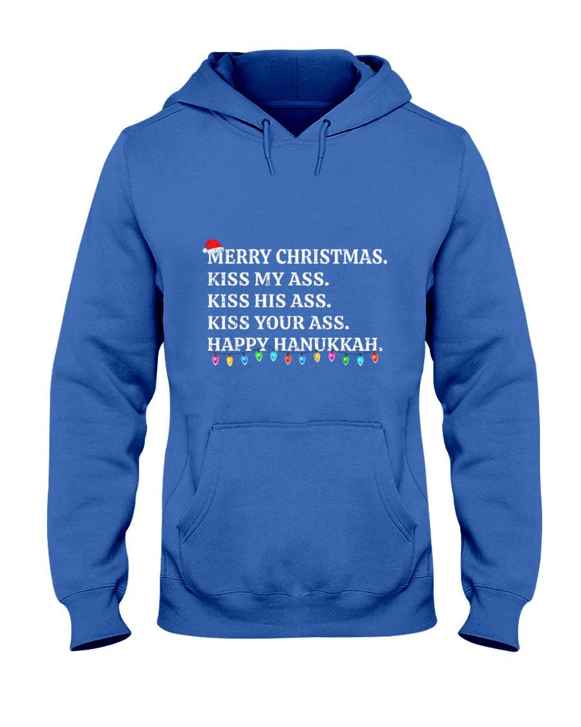 Merry Christmas Funny Kiss My Ass Xmas Men Women Unisex-Adults T-Shirt Black Small Modern Crew