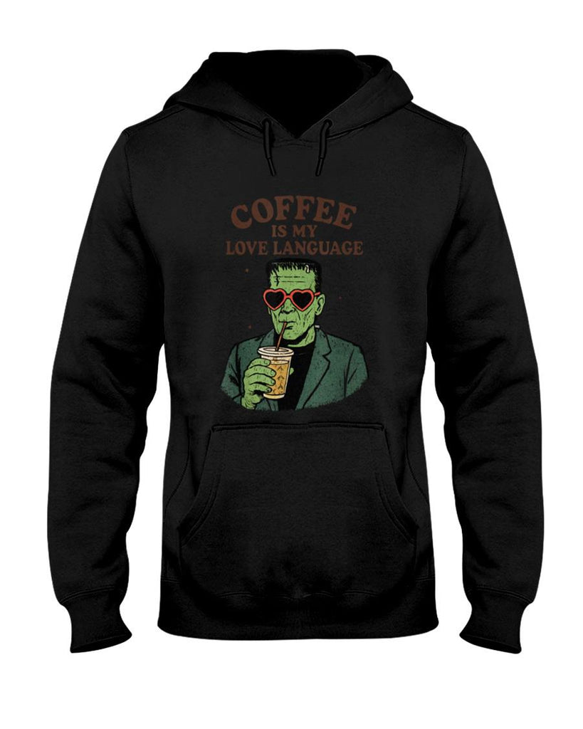 Halloween Shirt - Funny Frankenstein Monster Lover Coffee is My Love Language T-Shirt