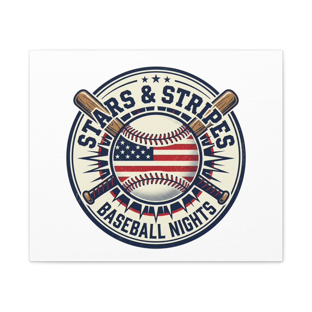 Stars & Stripes Baseball Nights Canvas | Patriotic Baseball Wall Art