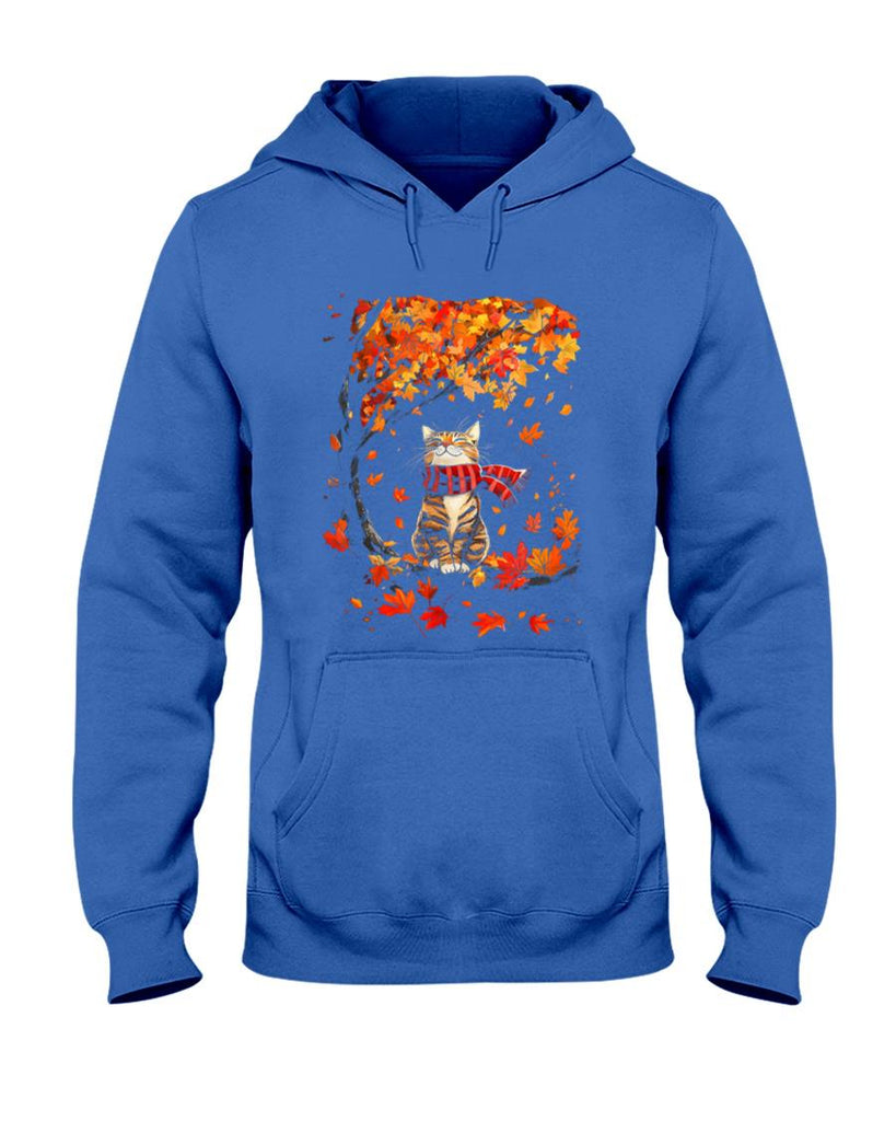 Its Fall Yall Thanksgiving Cat Leaf Fall Tree Hello Autumn T-Shirt