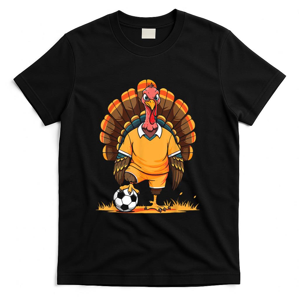 Soccer turkey pilgrim thanksgiving pumpkin kids boys girls T-Shirt