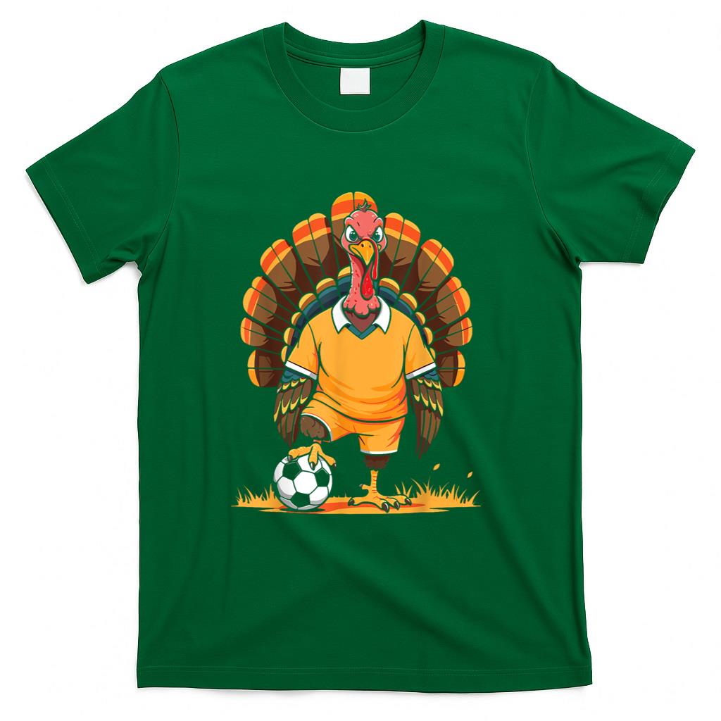 Soccer turkey pilgrim thanksgiving pumpkin kids boys girls T-Shirt