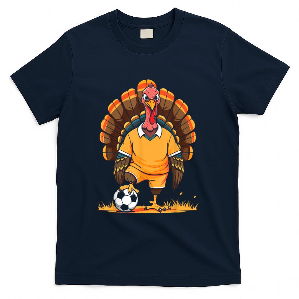 Soccer turkey pilgrim thanksgiving pumpkin kids boys girls T-Shirt