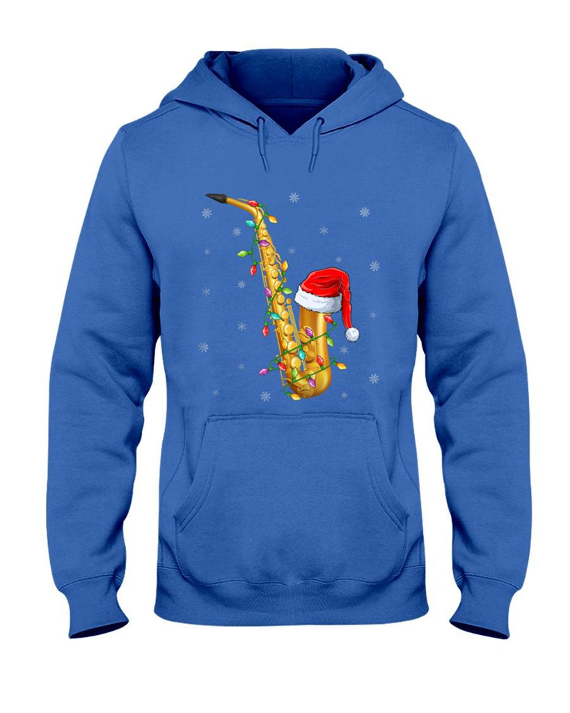 Saxophone Music Lover Xmas Lights Santa Saxophone Christmas T-Shirt