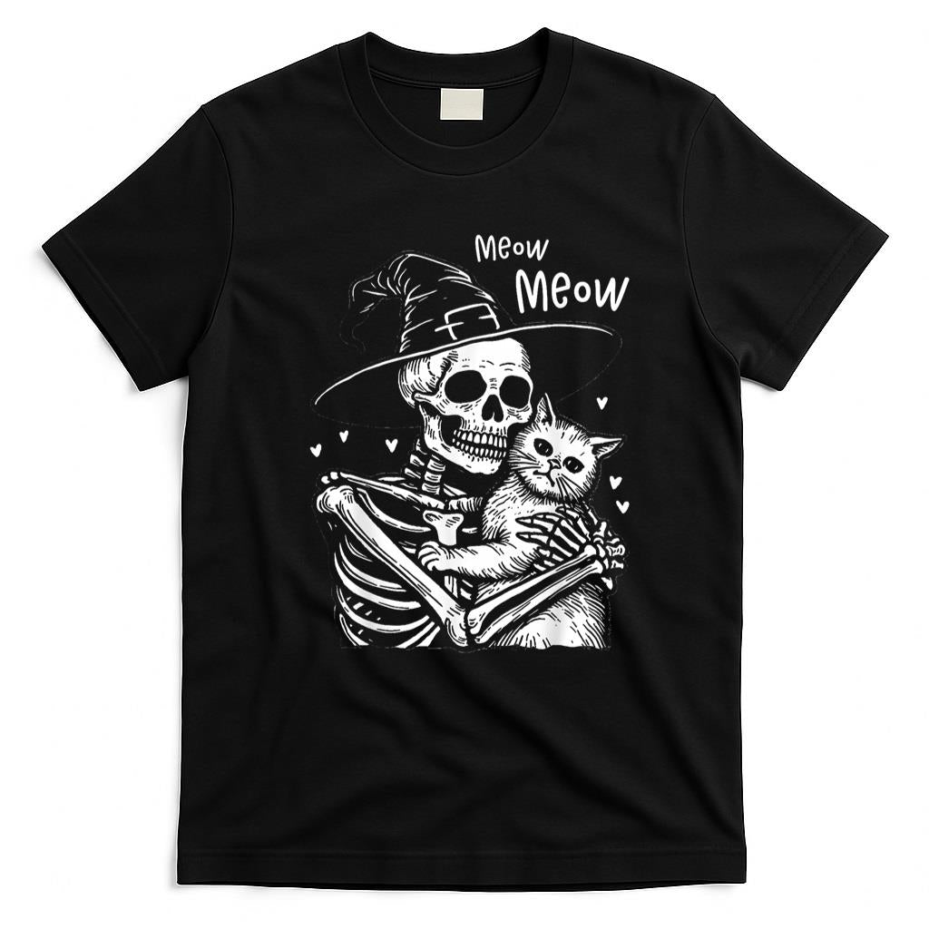Pet Mom Halloween Shirt - Cute Black Cat Halloween Costume Fur Skeleton Pet Mom Meow T-Shirt