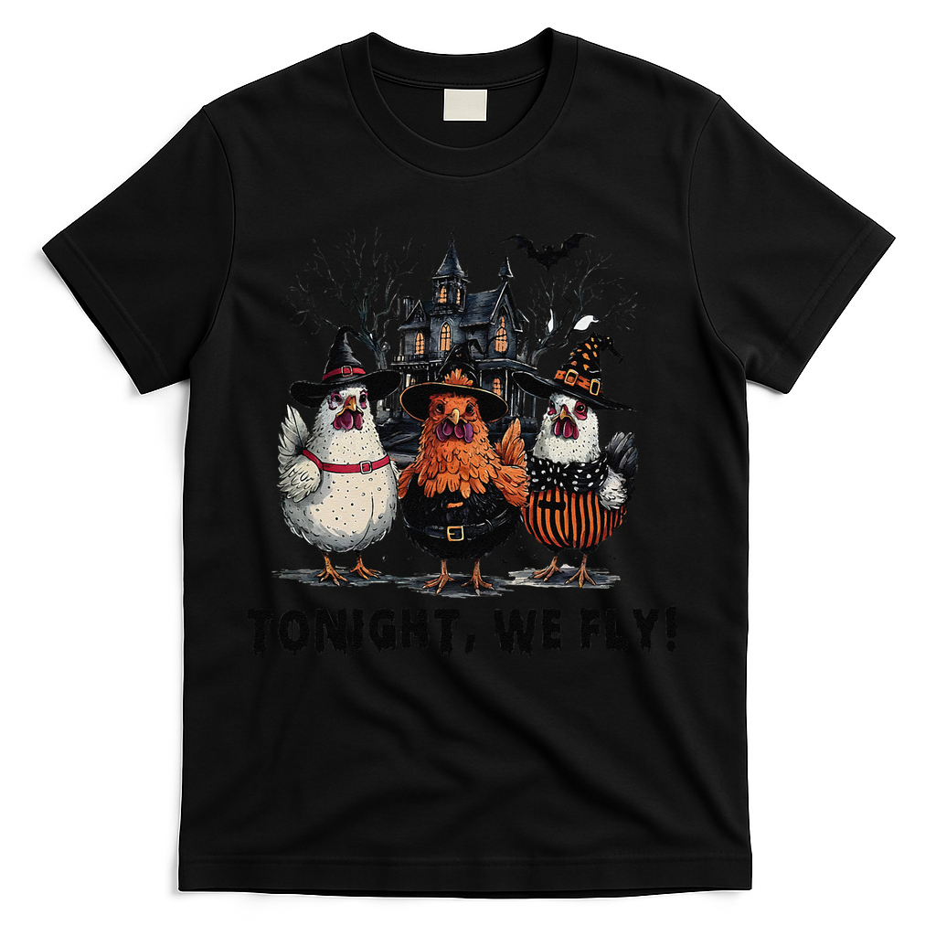 Tonight We Fly Funny Chicken Halloween Spooky Season T-Shirt