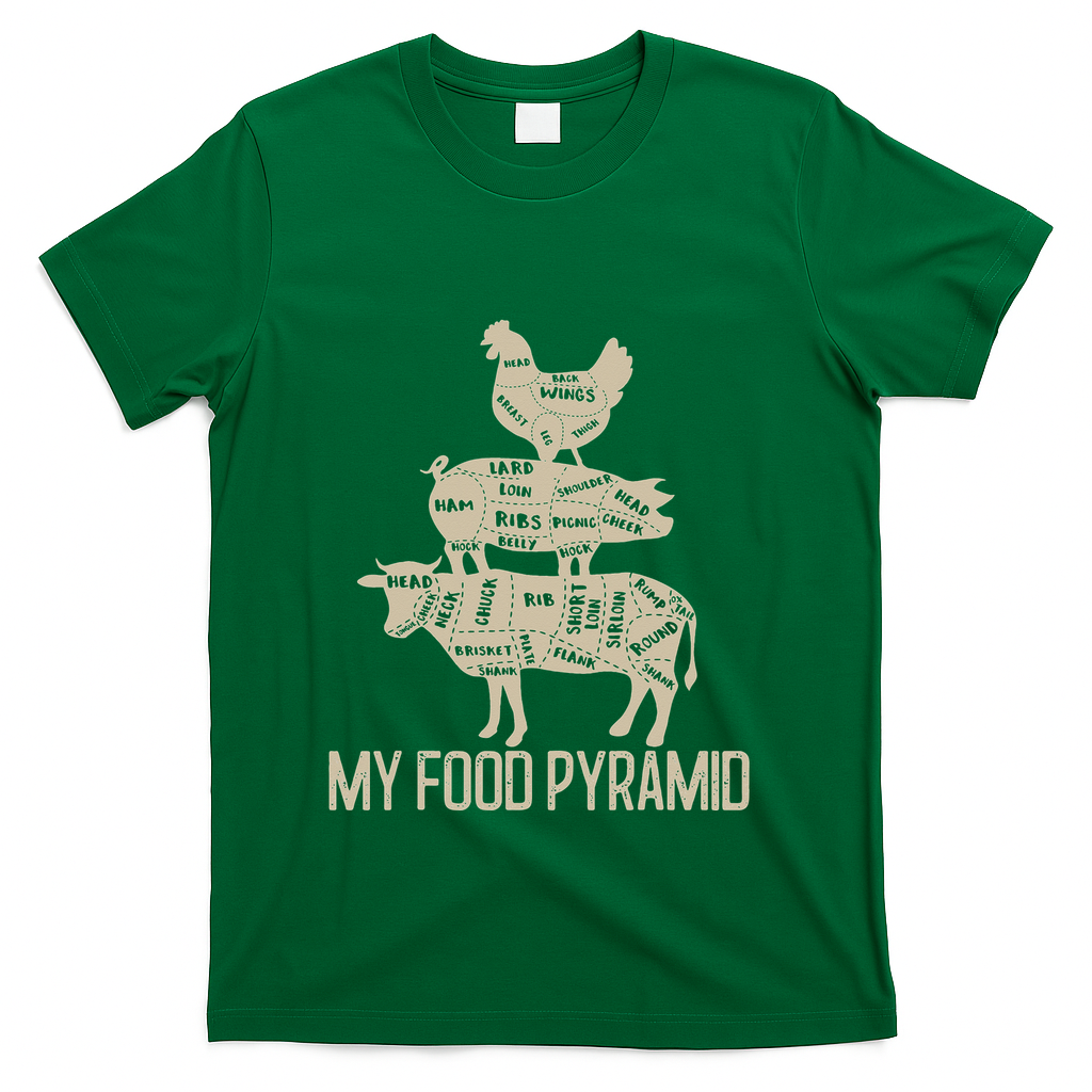 My Food Pyramid Funny Bbq Cow Pig Chicken T-Shirt