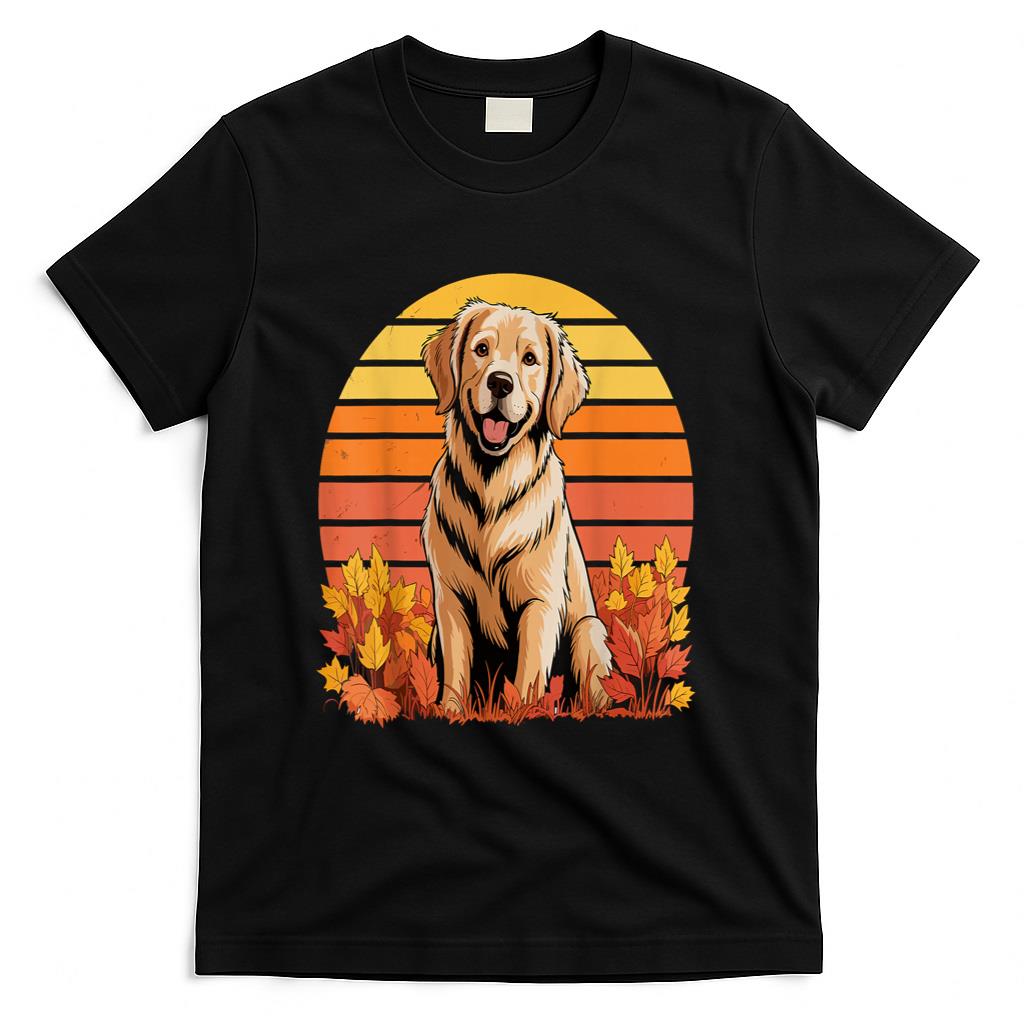 Golden Retriever Autumn Fall Dog Lover Fall Leaves T-Shirt