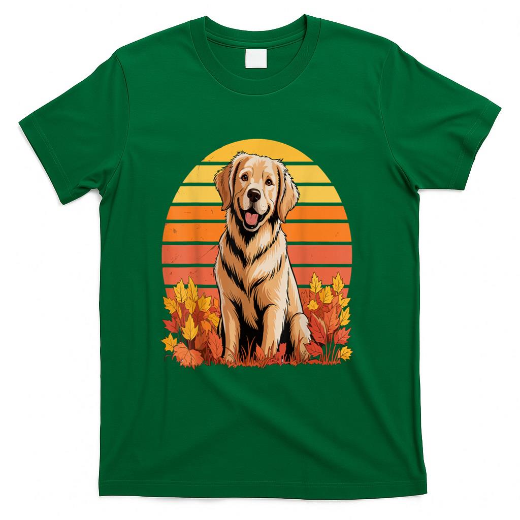 Golden Retriever Autumn Fall Dog Lover Fall Leaves T-Shirt