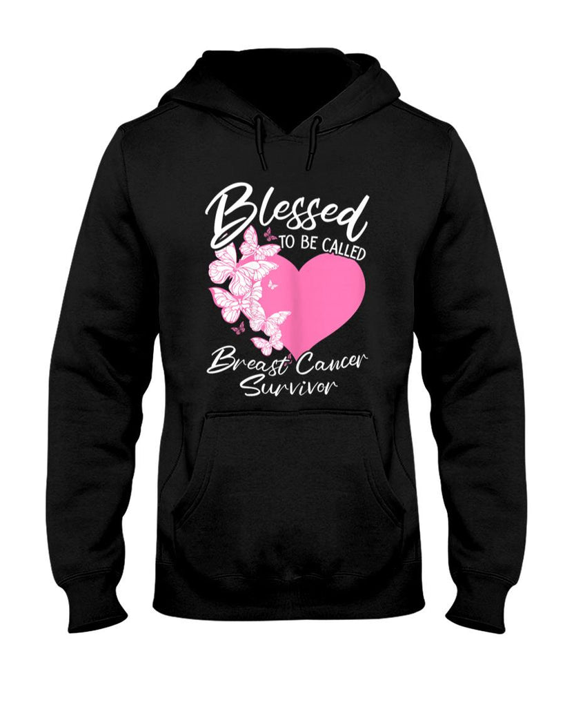 Blessed To Be Called Breast Cancer Survivor Pink Butterfly T-Shirt
