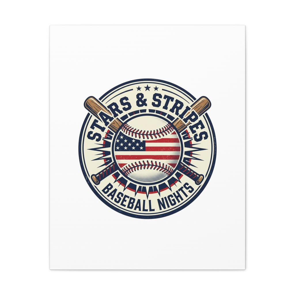 Stars & Stripes Baseball Nights Canvas | Patriotic Baseball Wall Art