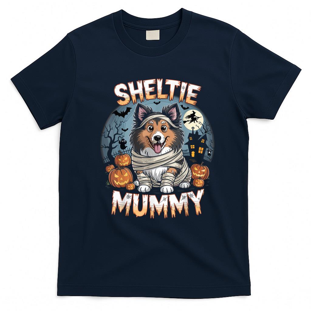 Pet Mom Halloween Shirt - Sheltie Mummy Halloween Costume Dog Owner Shetland Shepherd T-Shirt