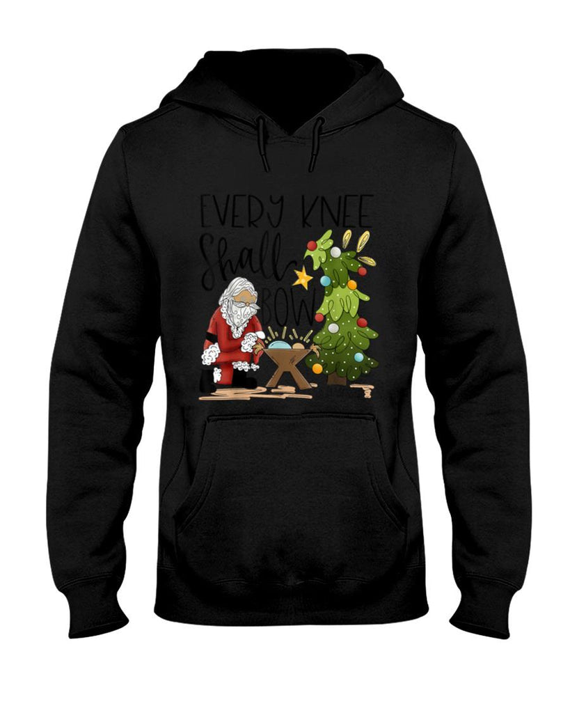 Every Knee Shall Bow Santa Jesus Christian Christmas Pajamas T-Shirt