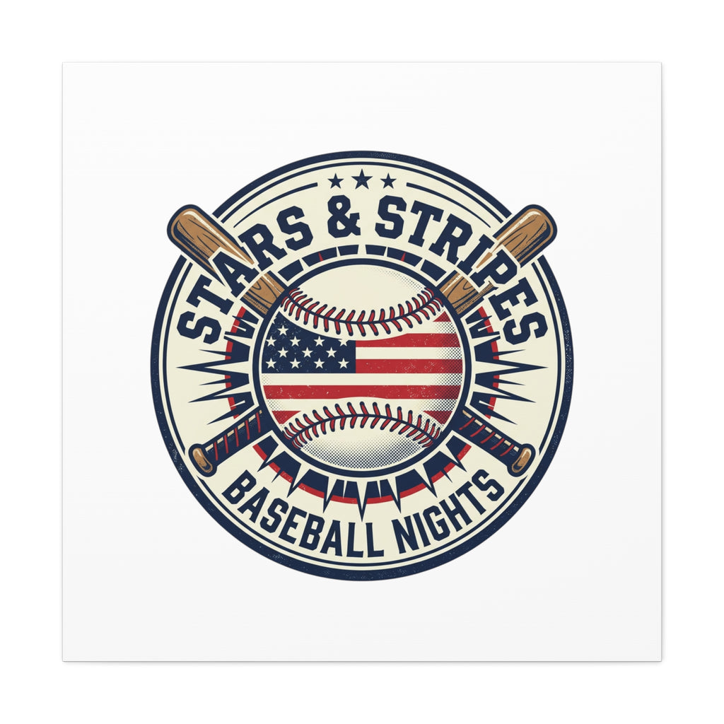 Stars & Stripes Baseball Nights Canvas | Patriotic Baseball Wall Art