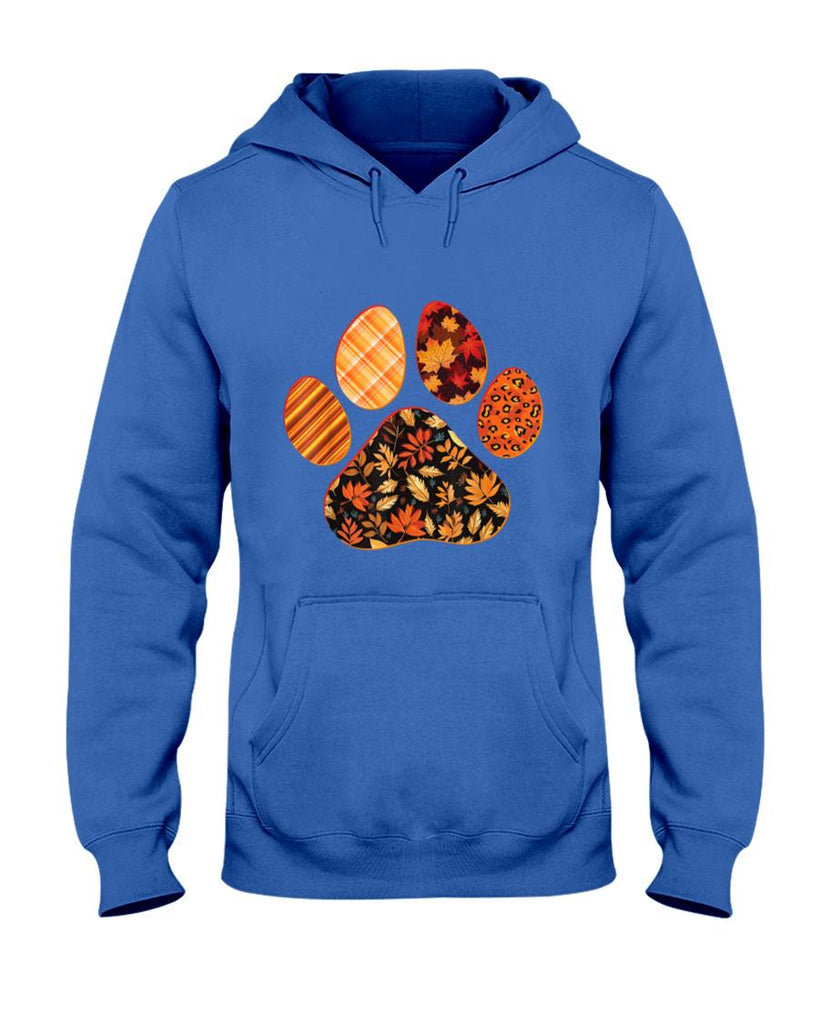 Dog Paw Print Maple Leaf Autumn Fall Leaves Season Dog Lover T-Shirt