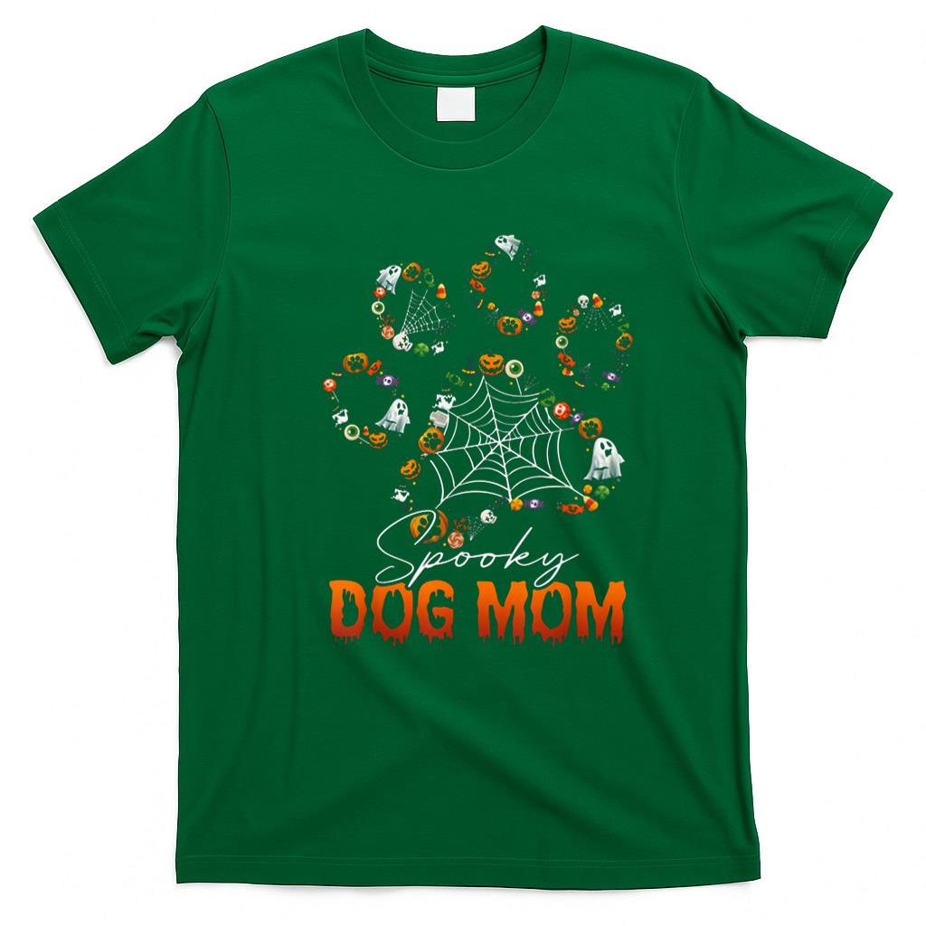 Pet Mom Halloween Shirt - Spooky Dog Mom Cute Dog Paw Halloween Men Women T-Shirt