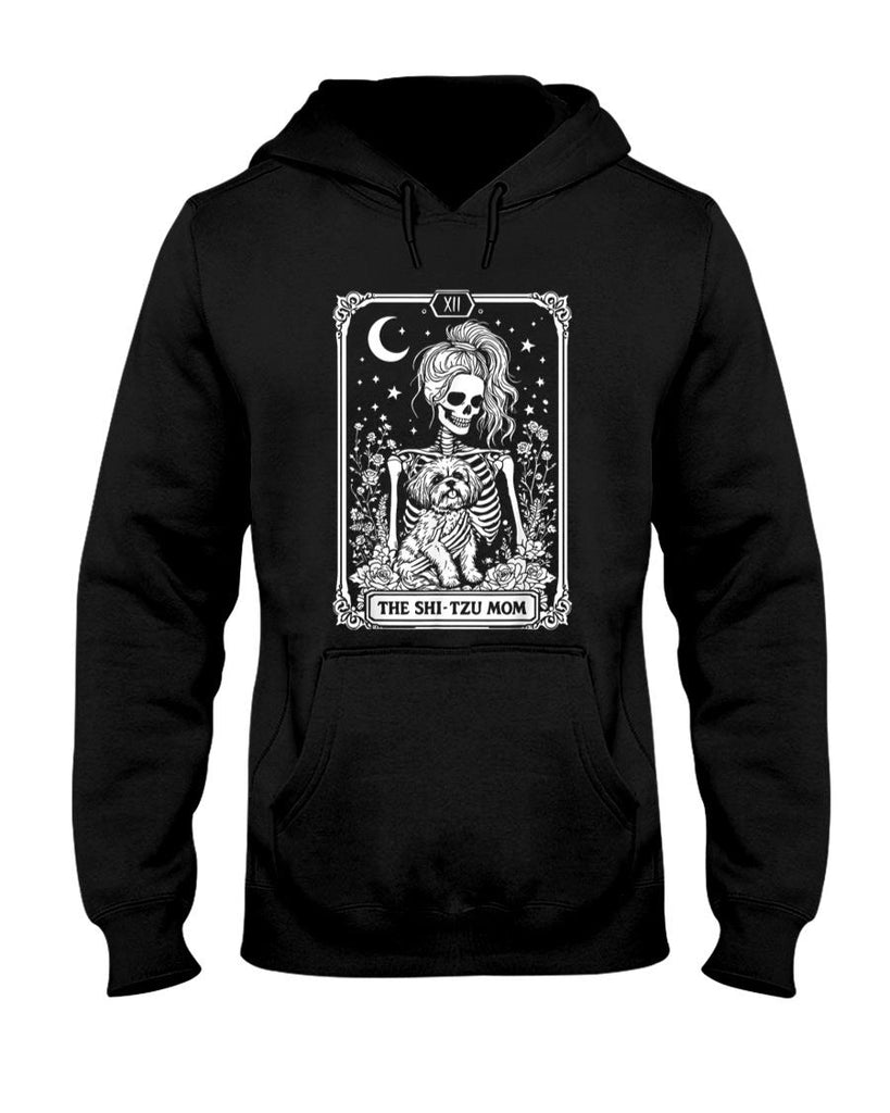 Pet Mom Halloween Shirt - Spooky Shih Tzu Mom Skeleton Tarot Card Halloween Dog Mama T-Shirt