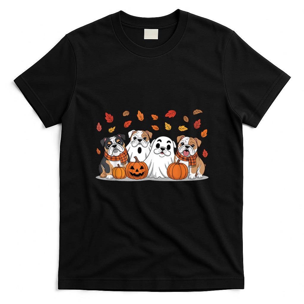 Halloween Shirt - English Bulldog Ghost Fall Autumn Thanksgiving Halloween T-Shirt