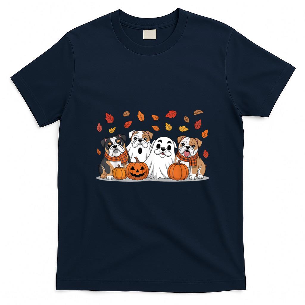 Halloween Shirt - English Bulldog Ghost Fall Autumn Thanksgiving Halloween T-Shirt