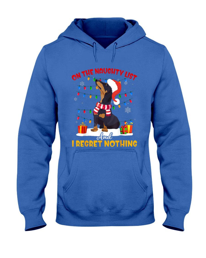Dachshund Santa On The Naughty List Dachshund Christmas Gift T-Shirt