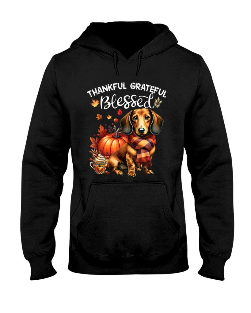 Thankful Grateful Blessed Dachshund Dog Fall Yall Autumn Men Women Kids T-Shirt