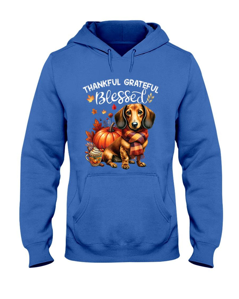 Thankful Grateful Blessed Dachshund Dog Fall Yall Autumn Men Women Kids T-Shirt
