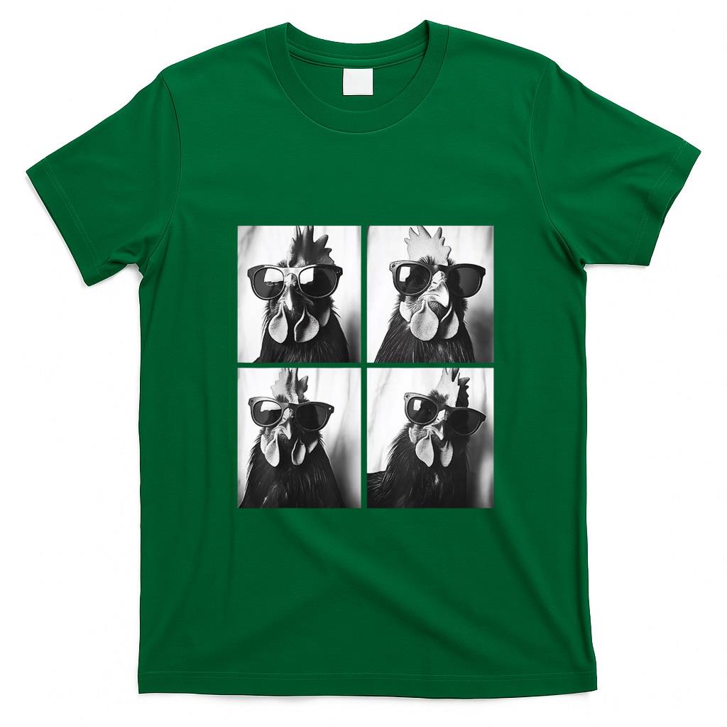 Funny Tees - Rooster Wearing Sunglasses Photobooth Selfie Farm Chicken T-Shirt