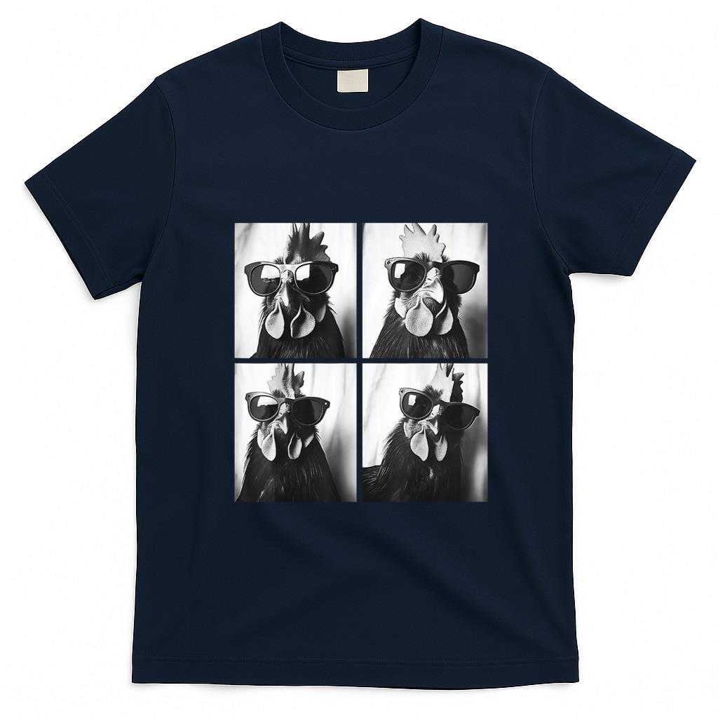 Funny Tees - Rooster Wearing Sunglasses Photobooth Selfie Farm Chicken T-Shirt