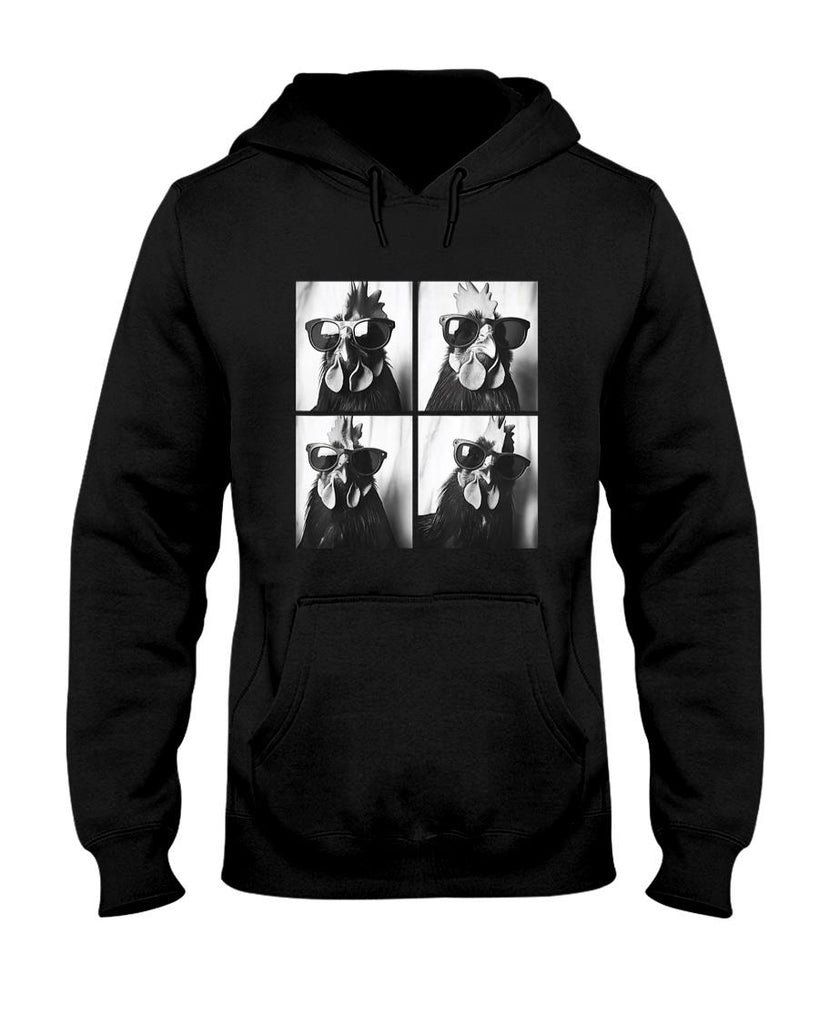 Funny Tees - Rooster Wearing Sunglasses Photobooth Selfie Farm Chicken T-Shirt