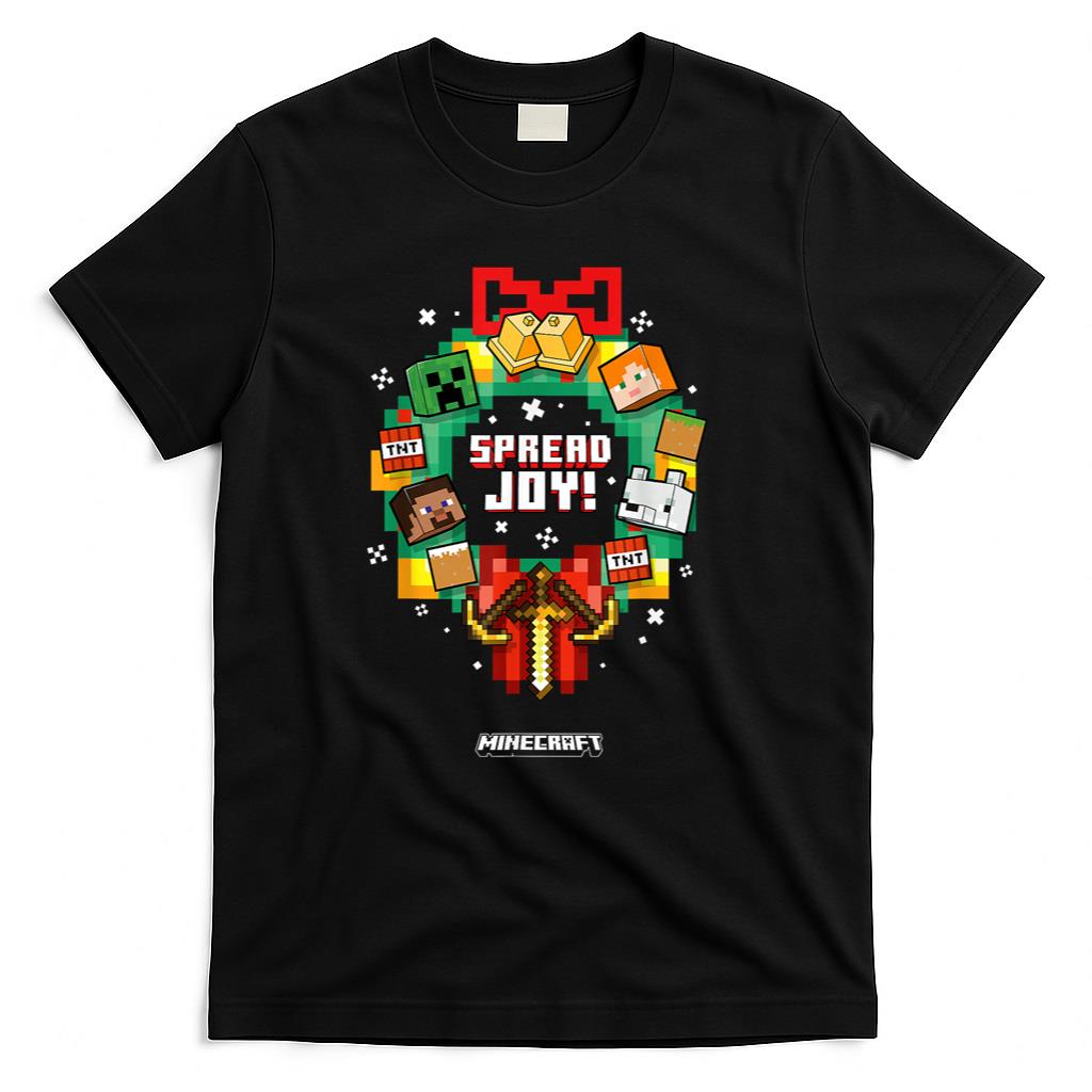 Minecraft Christmas Spread Joy Xmas Crown Group Shot T-Shirt