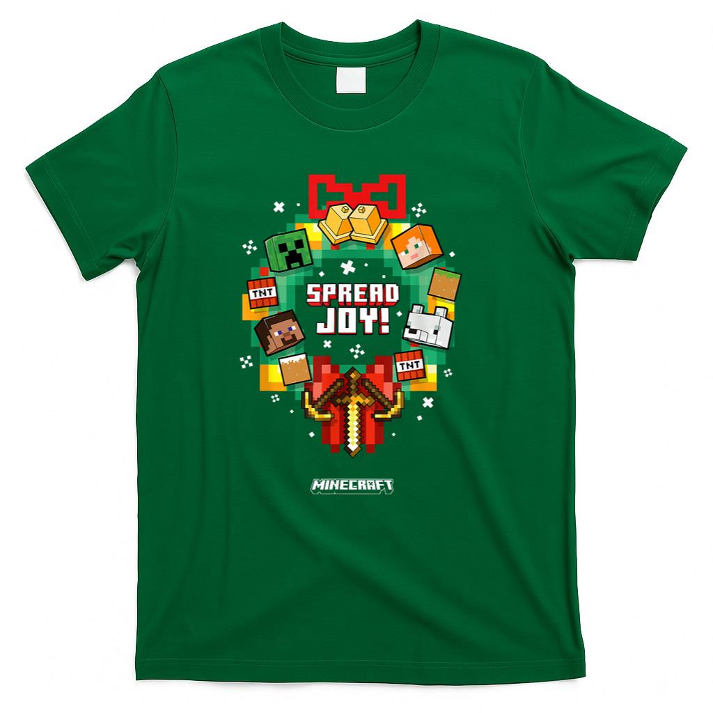 Minecraft Christmas Spread Joy Xmas Crown Group Shot T-Shirt