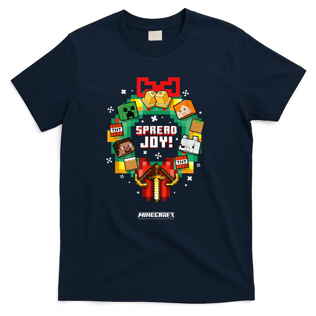 Minecraft Christmas Spread Joy Xmas Crown Group Shot T-Shirt