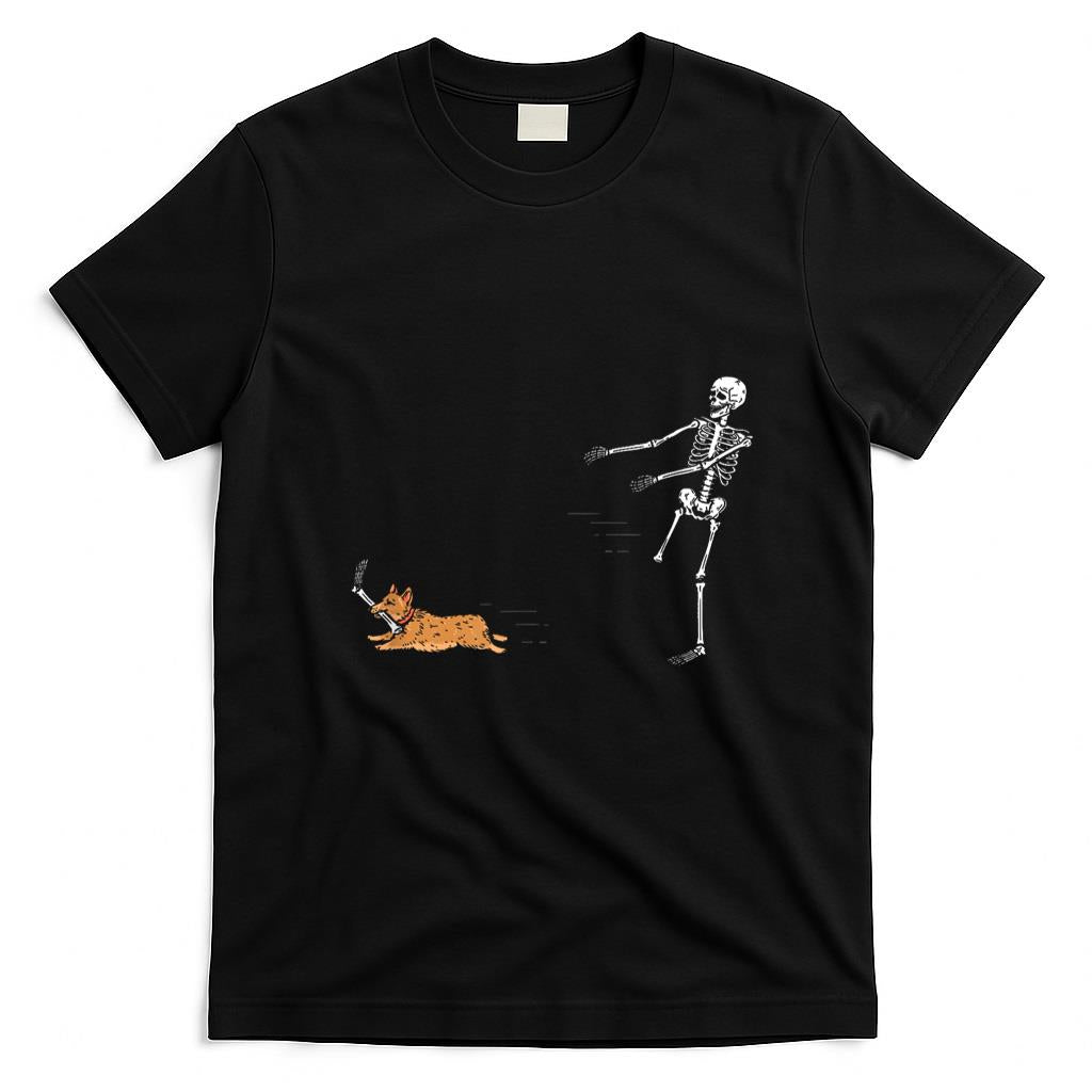 Pet Mom Halloween Shirt - Cute Corgi Dog  Funny Skeleton Halloween T-Shirt
