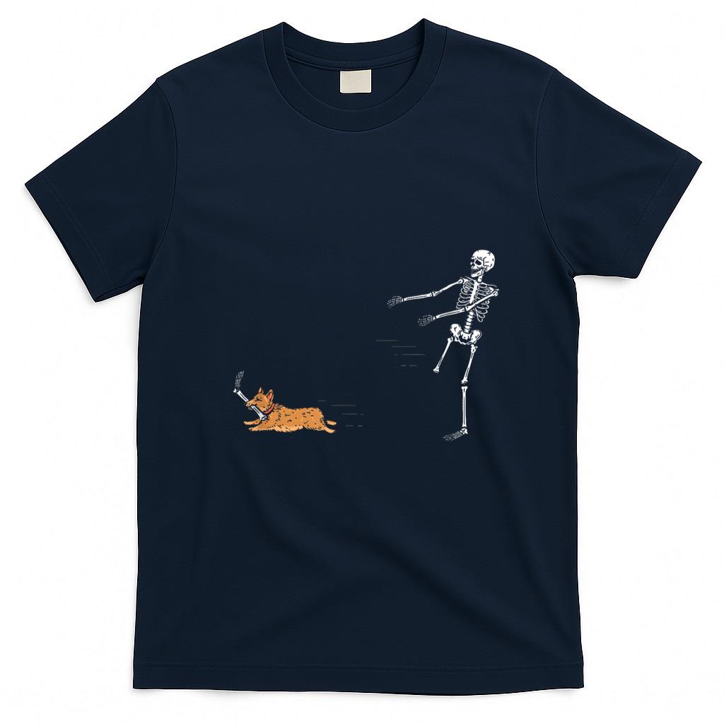 Pet Mom Halloween Shirt - Cute Corgi Dog  Funny Skeleton Halloween T-Shirt