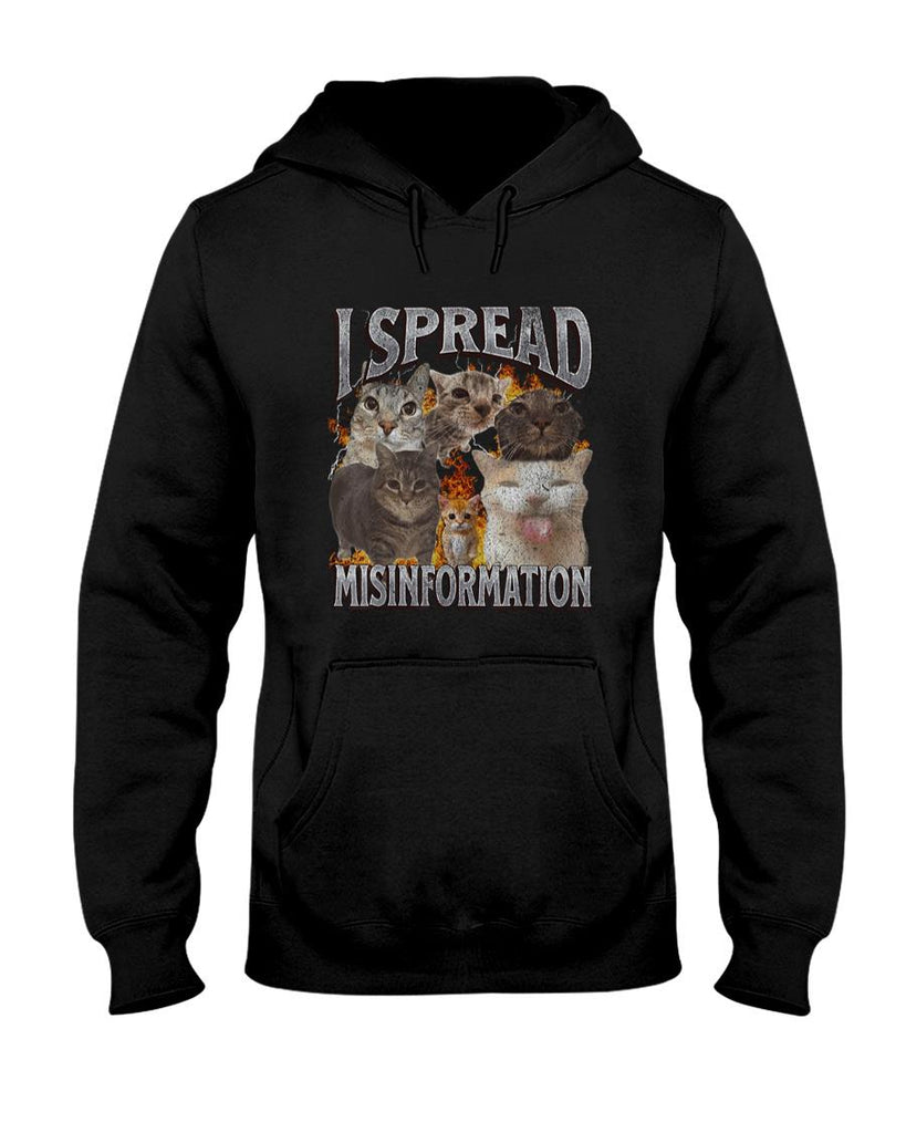 Funny Tees - I Spread Misinformation Funny Cat Meme Bootleg Graphic Men Women T-Shirt