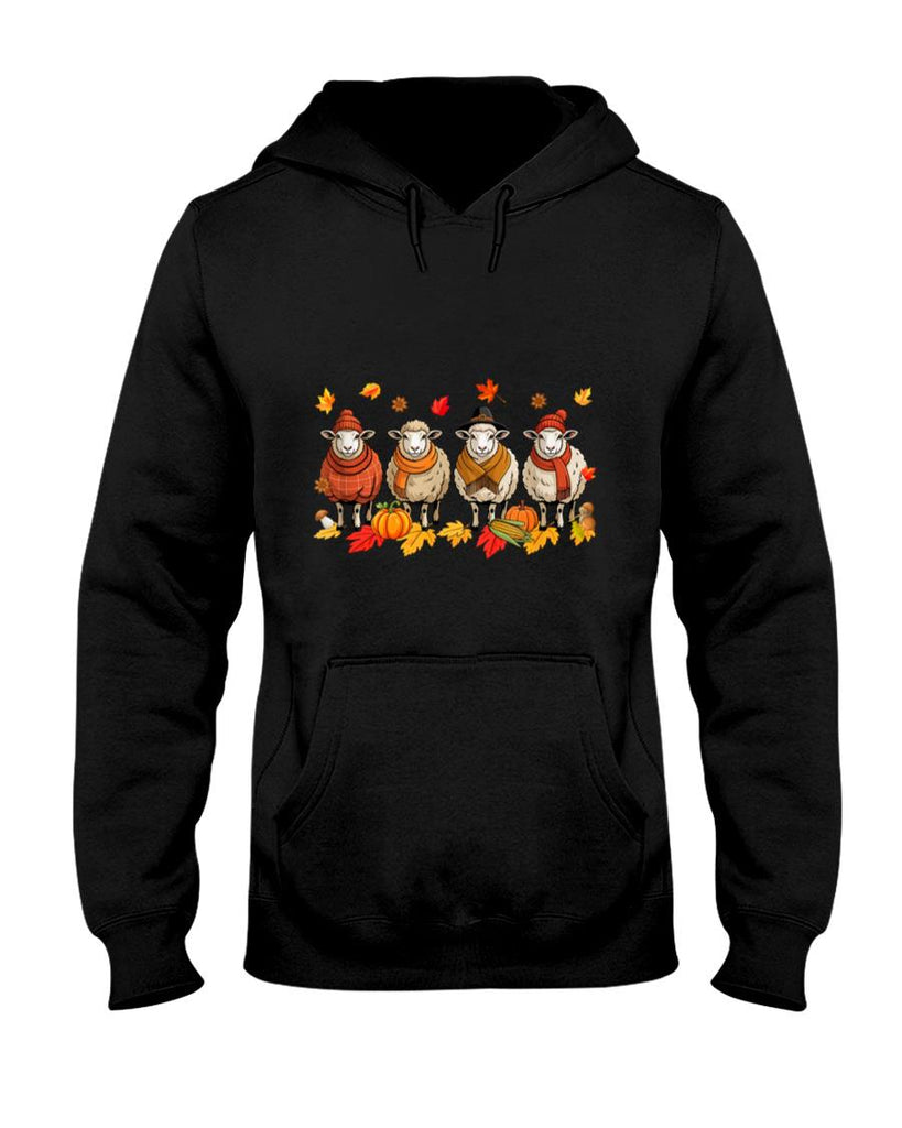 Group Sheeps Thanksgiving Fall Leaves Pumpkins Farmer T-Shirt