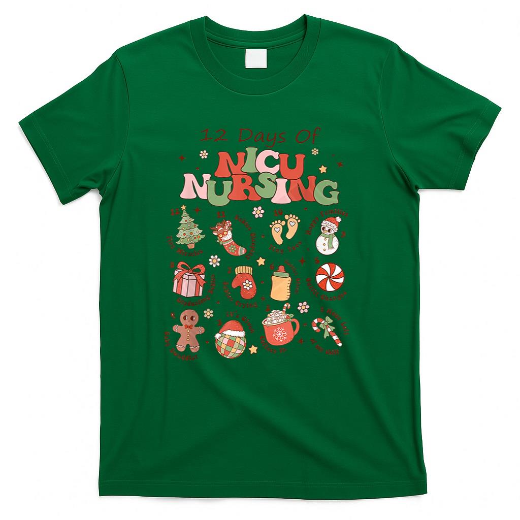 Retro 12 Days of NICU Nursing Christmas NICU Nurse Crew T-Shirt
