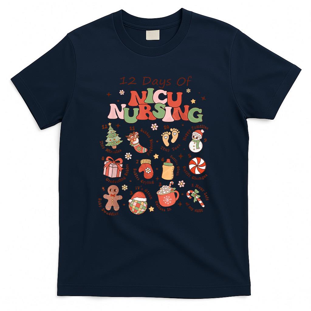 Retro 12 Days of NICU Nursing Christmas NICU Nurse Crew T-Shirt