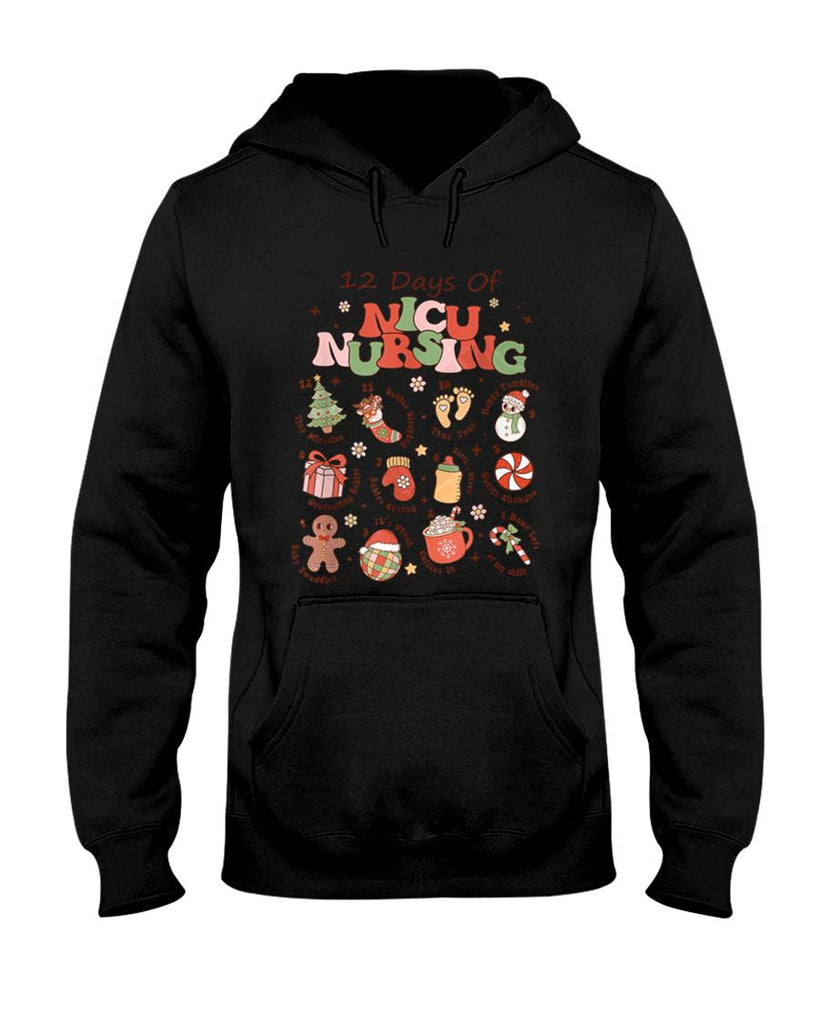 Retro 12 Days of NICU Nursing Christmas NICU Nurse Crew T-Shirt