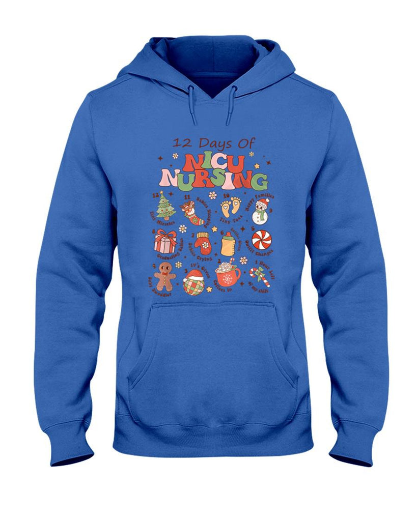 Retro 12 Days of NICU Nursing Christmas NICU Nurse Crew T-Shirt