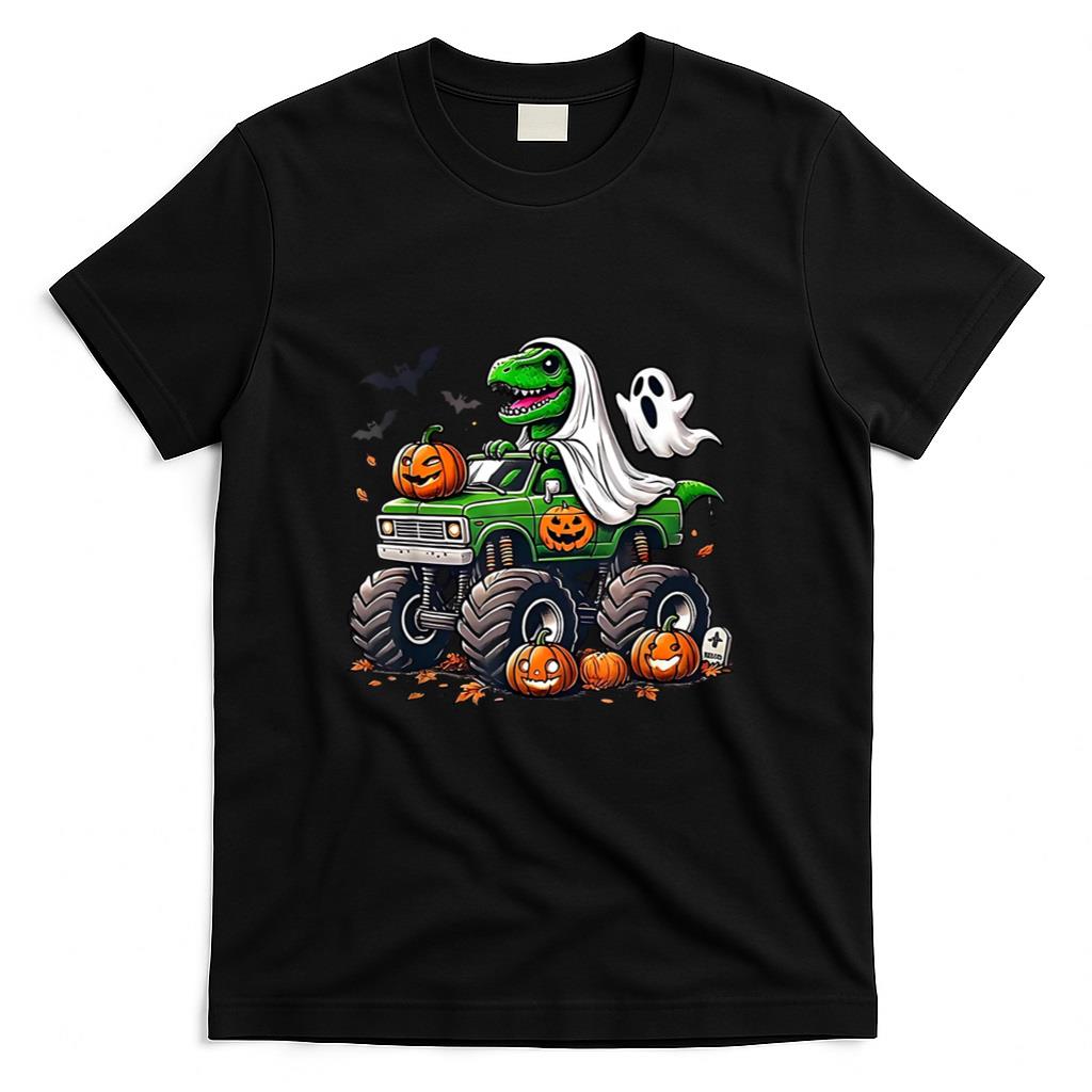 Halloween Shirt - Orange Halloween Shirt Boys Toddler Kids Ghost Shirts T Rex T-Shirt