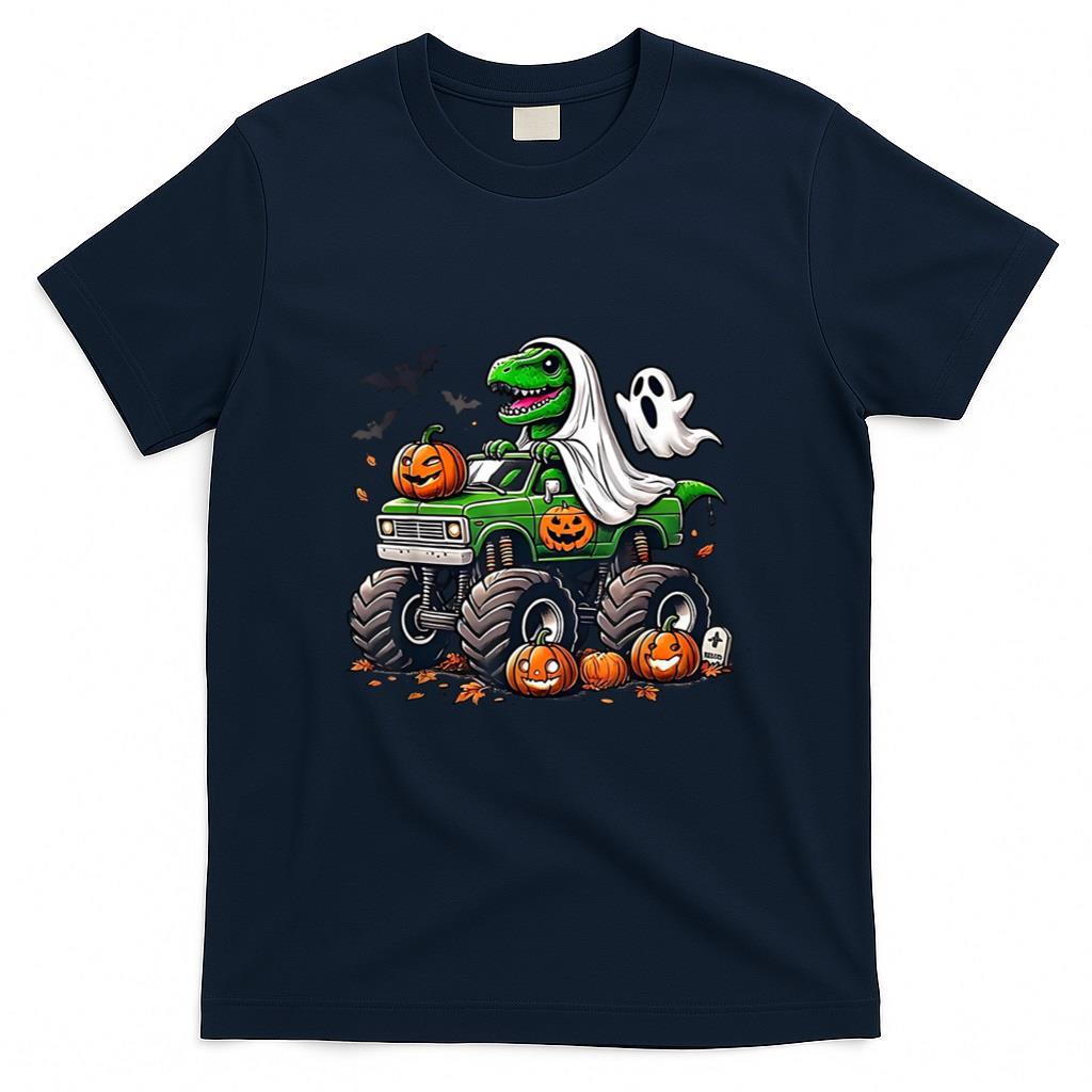 Halloween Shirt - Orange Halloween Shirt Boys Toddler Kids Ghost Shirts T Rex T-Shirt
