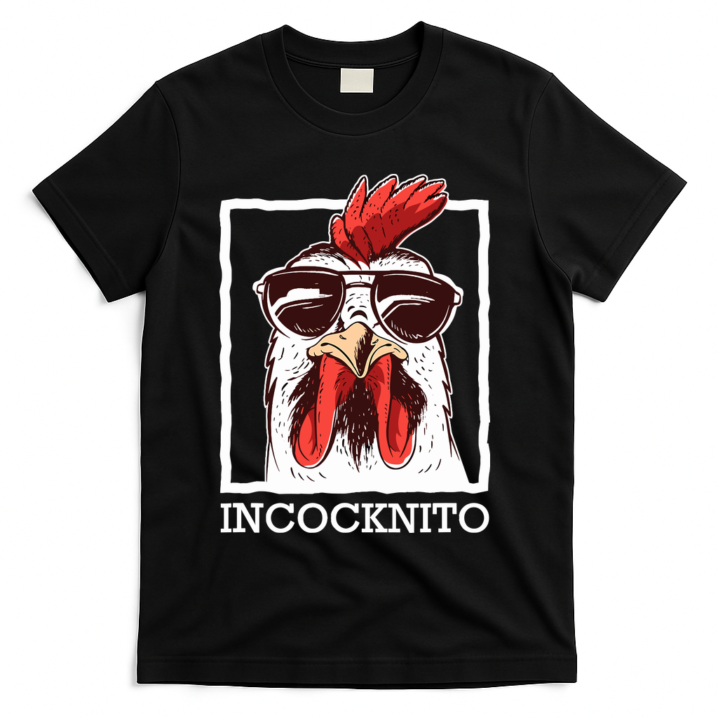 Incocknito Cock Rooster Wearing Sunglasses Chicken Lover T-Shirt