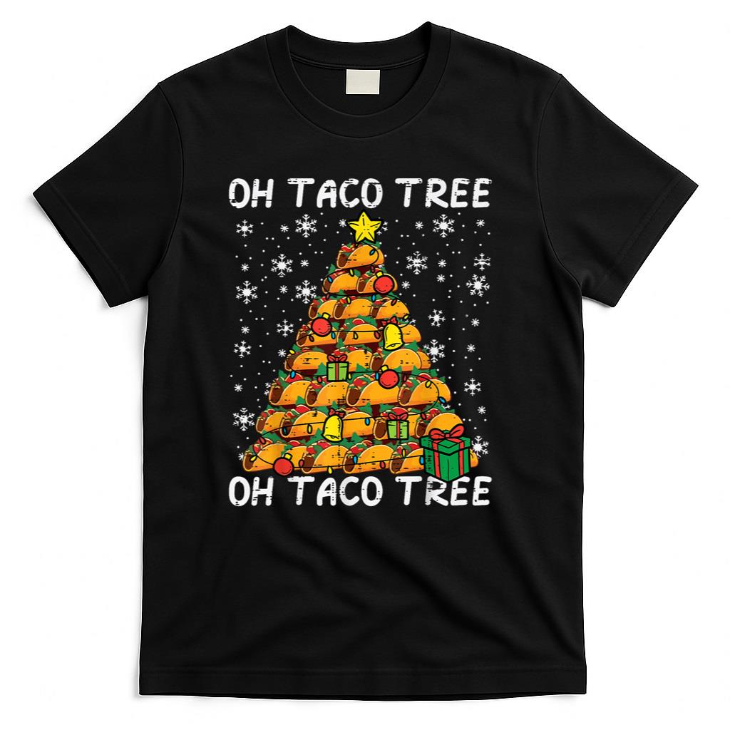 Tacos Christmas Tree Funny Xmas Foodie Mexican Men Women Kid T-Shirt