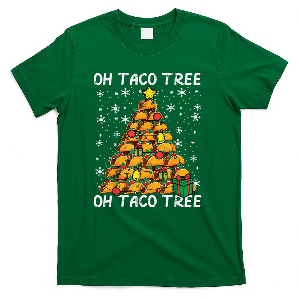 Tacos Christmas Tree Funny Xmas Foodie Mexican Men Women Kid T-Shirt