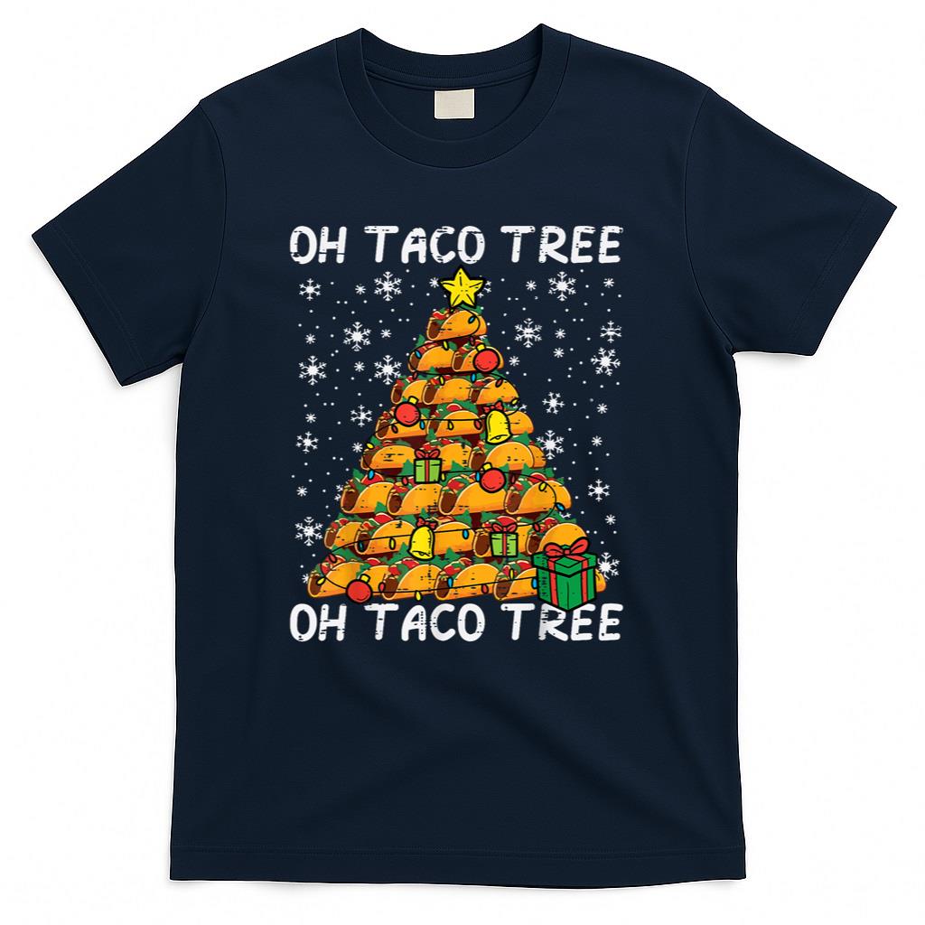 Tacos Christmas Tree Funny Xmas Foodie Mexican Men Women Kid T-Shirt