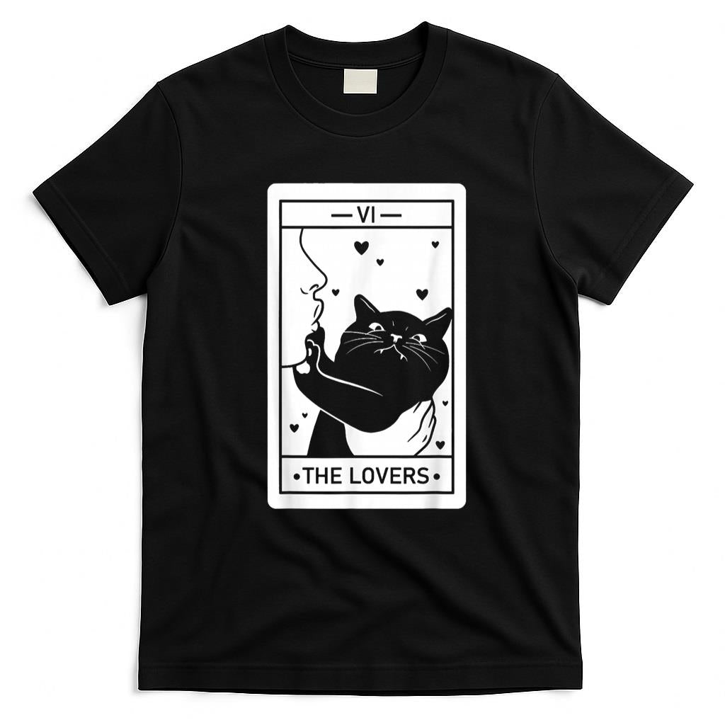 Pet Mom Halloween Shirt - The Lovers Cat Humor Tarot Card Halloween Black Cats Lover T-Shirt