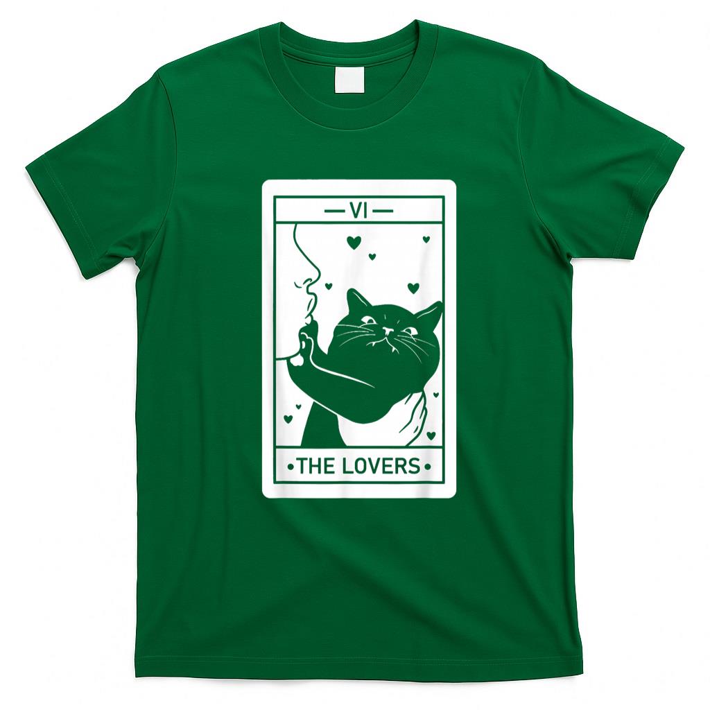 Pet Mom Halloween Shirt - The Lovers Cat Humor Tarot Card Halloween Black Cats Lover T-Shirt