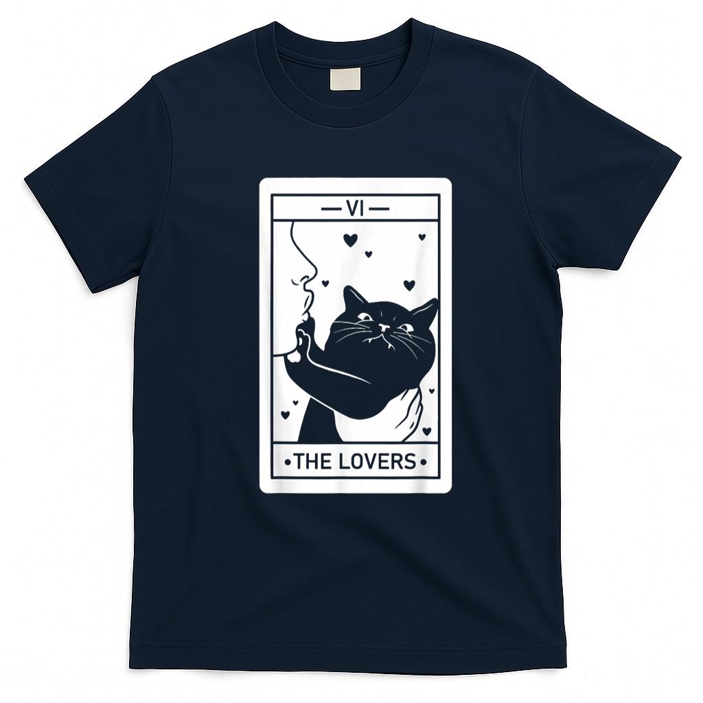 Pet Mom Halloween Shirt - The Lovers Cat Humor Tarot Card Halloween Black Cats Lover T-Shirt