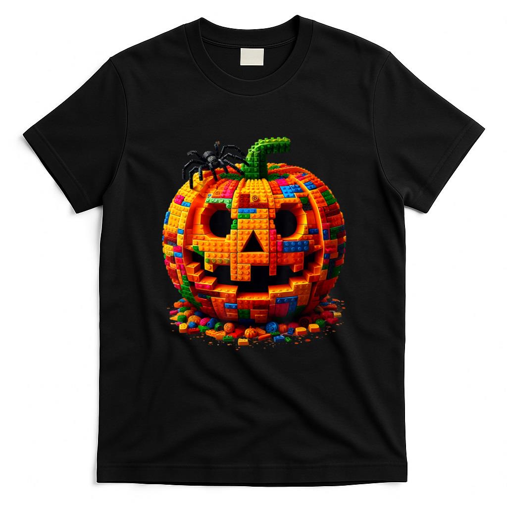Halloween Shirt - Halloween Master Builder Pumpkin Kids Building Blocks Bricks T-Shirt